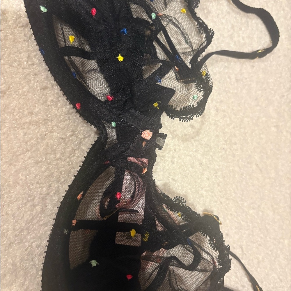 Agent Provocateur Poppie Black Sheer Embroidered Bra